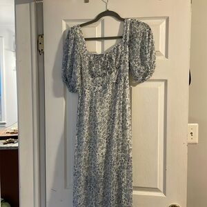 Puff Sleeve Dress with Slit